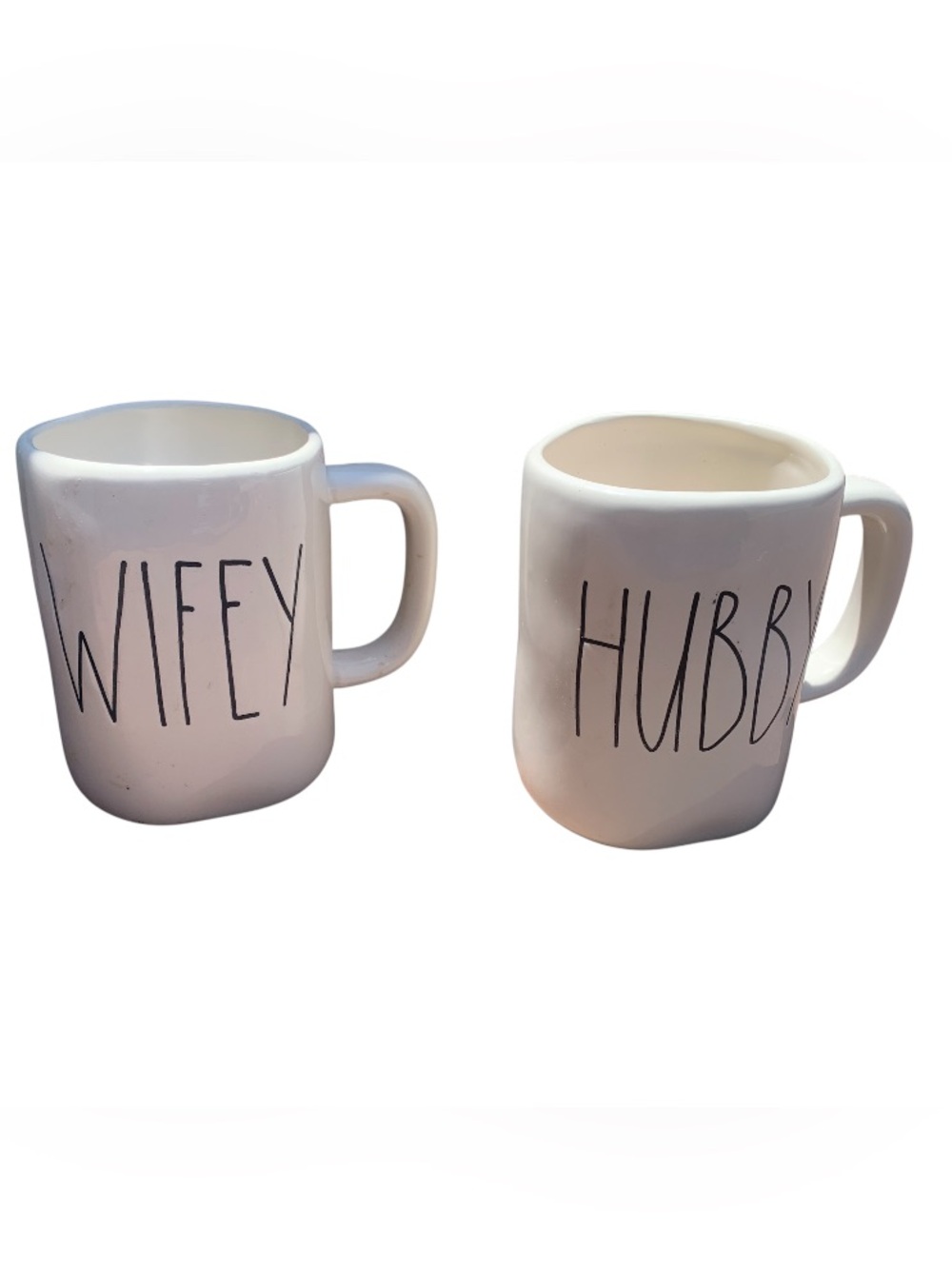 New. Rae Dunn White "Wifey" and "Hubby" Ceramic Mug Set.